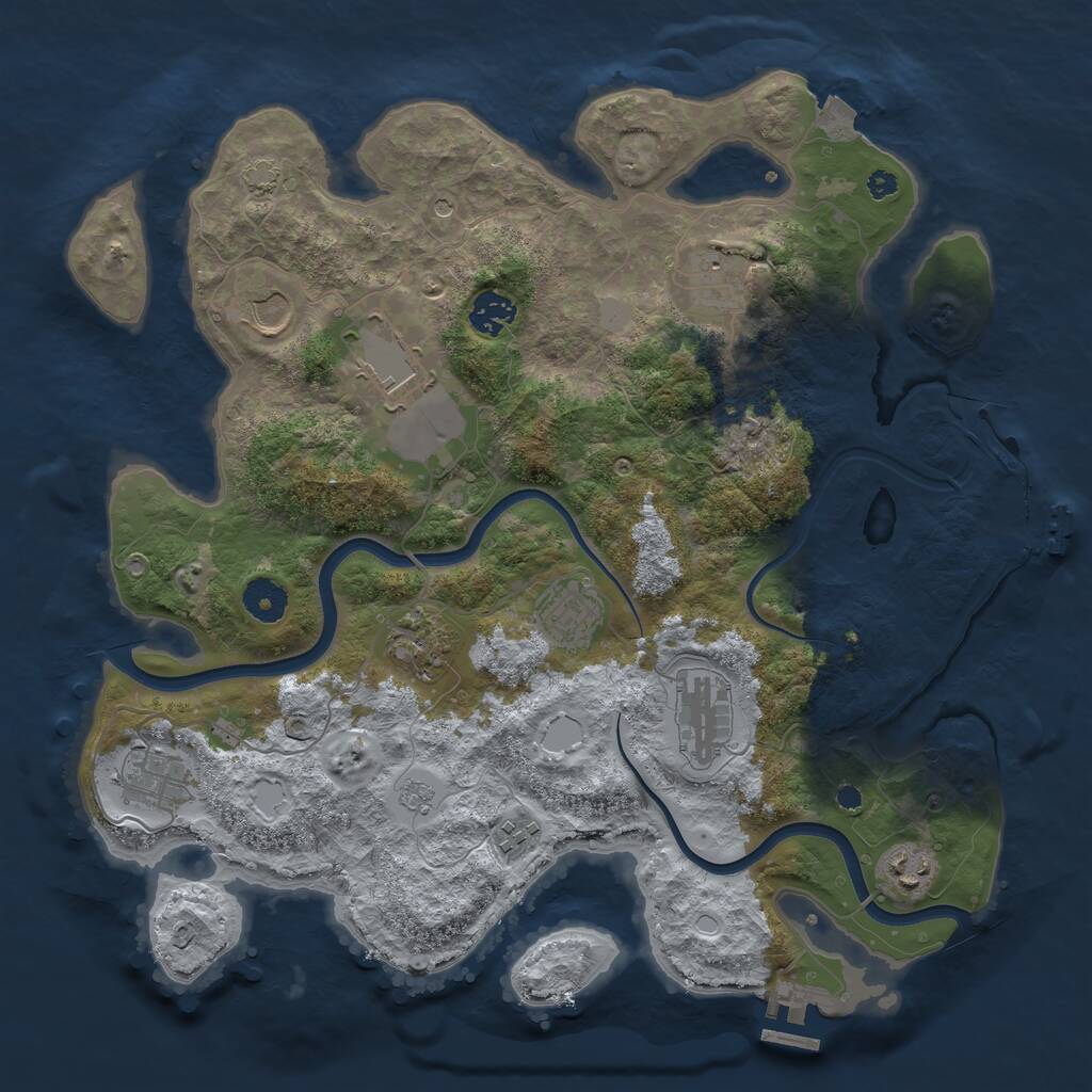 Rust Map: Procedural Map, Size: 3750, Seed: 49118808, 16 Monuments