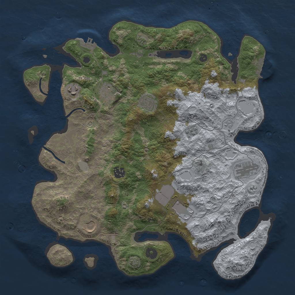 Rust Map: Procedural Map, Size: 3800, Seed: 302796, 16 Monuments