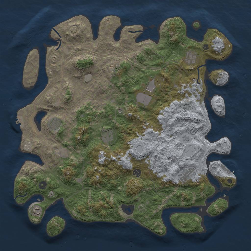 Rust Map: Procedural Map, Size: 4500, Seed: 557913, 18 Monuments
