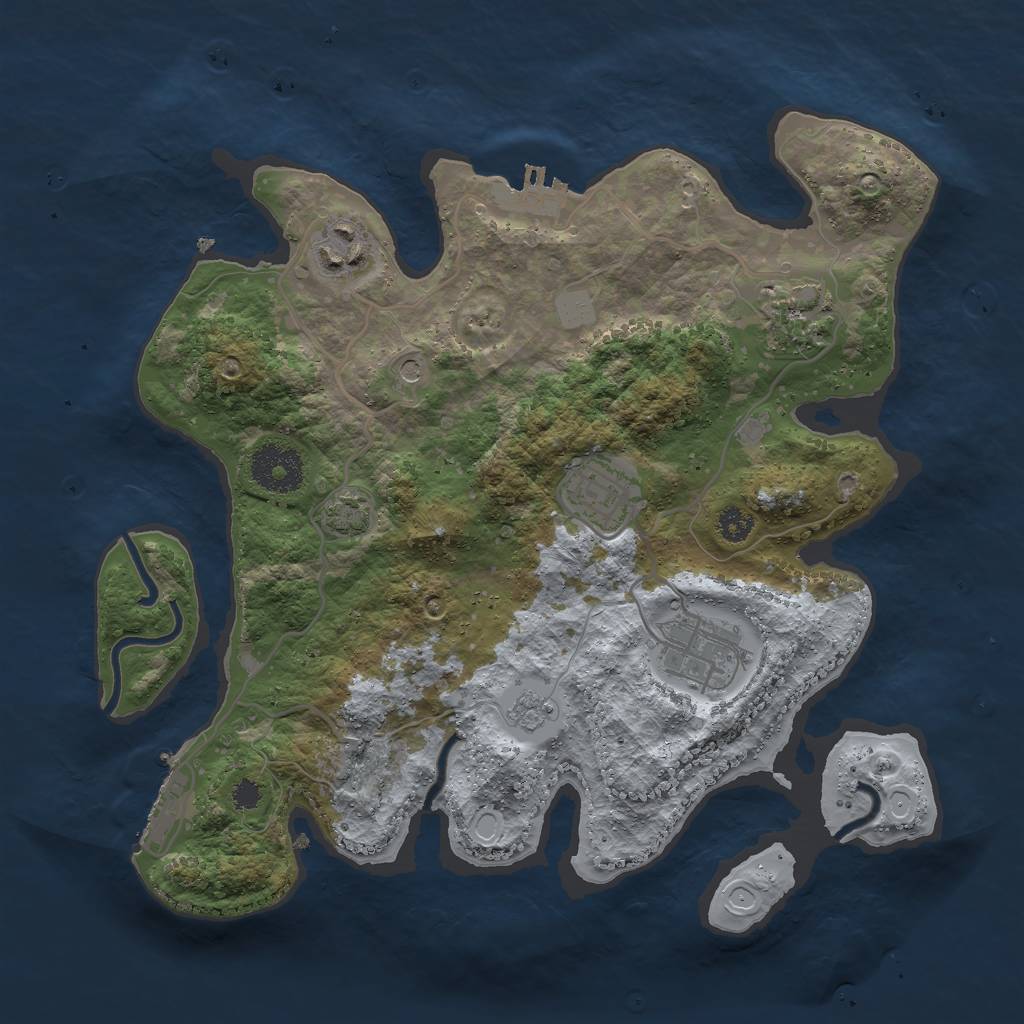 Rust Map: Procedural Map, Size: 3000, Seed: 5607, 12 Monuments