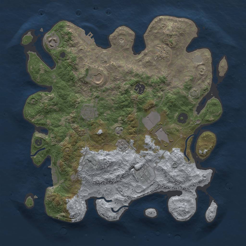 Rust Map: Procedural Map, Size: 3500, Seed: 420247570, 16 Monuments
