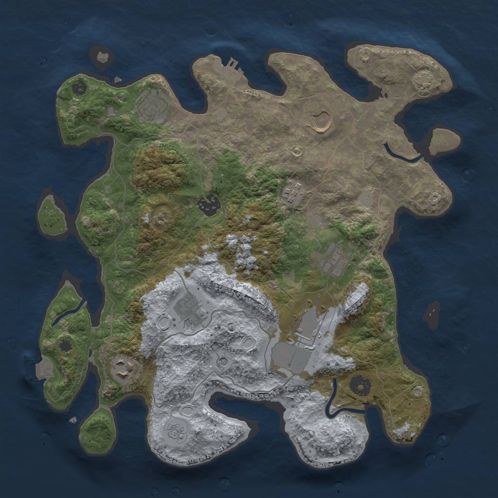 Rust Map: Procedural Map, Size: 3500, Seed: 68225, 15 Monuments