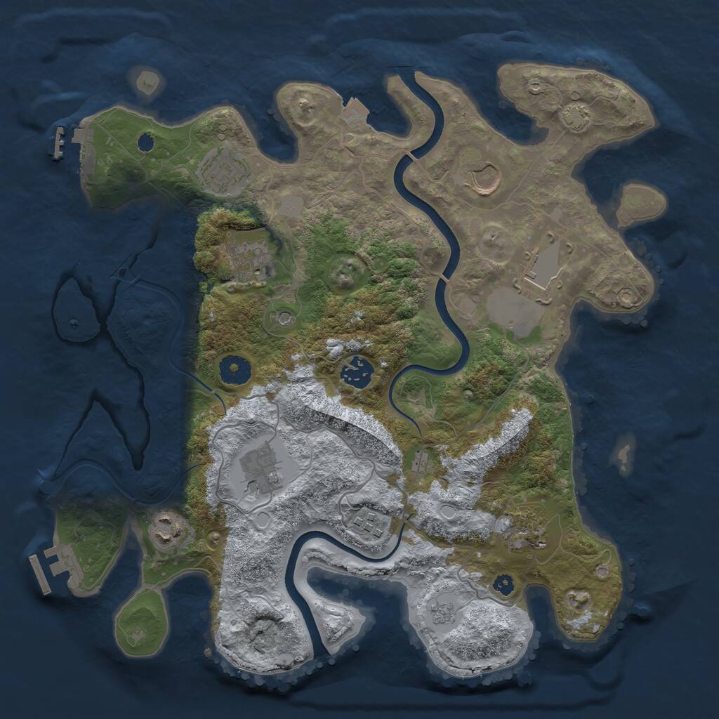 Rust Map: Procedural Map, Size: 3500, Seed: 68225, 15 Monuments
