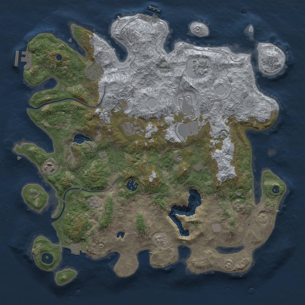 Rust Map: Procedural Map, Size: 4000, Seed: 20762921, 13 Monuments