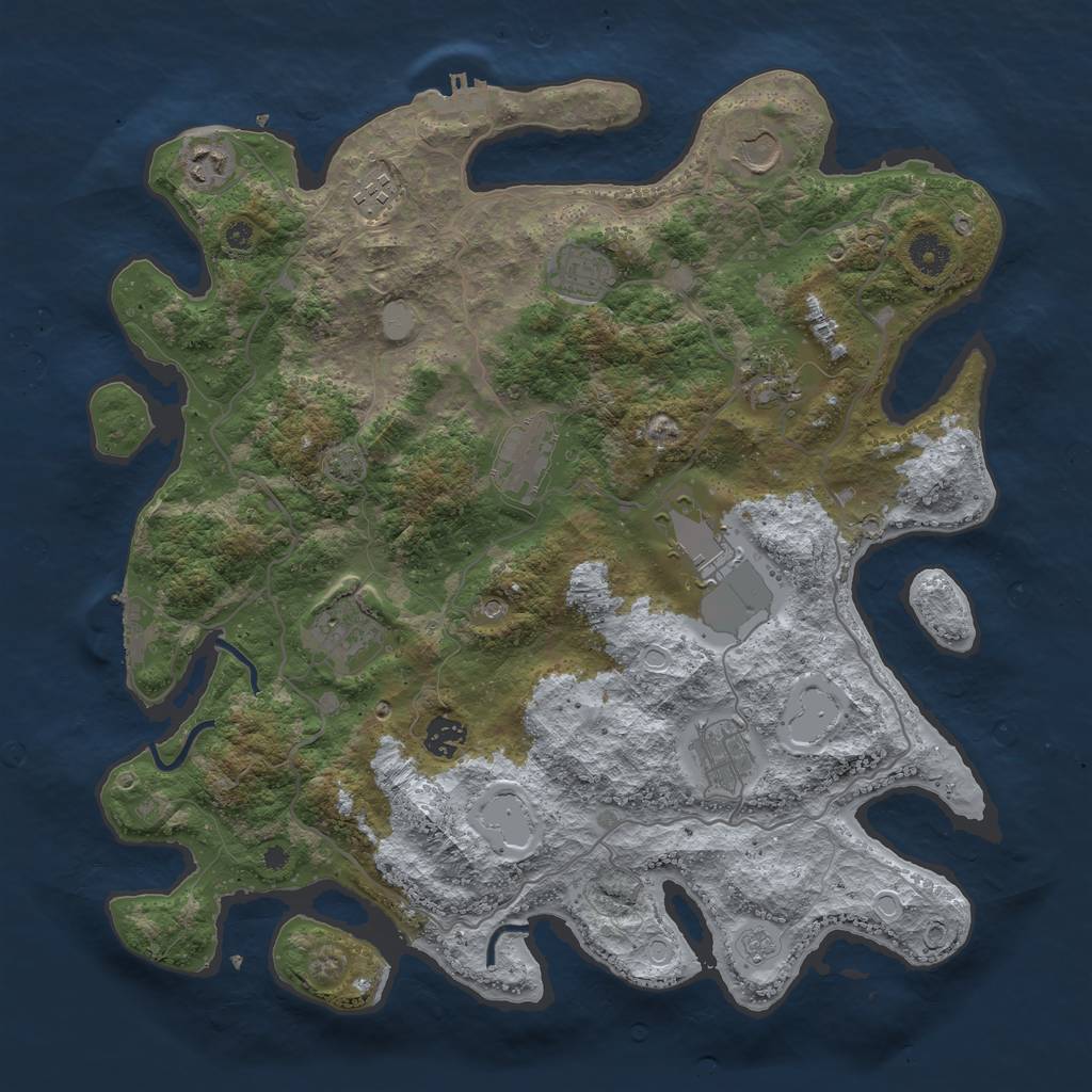 Rust Map: Procedural Map, Size: 4000, Seed: 90049794, 18 Monuments
