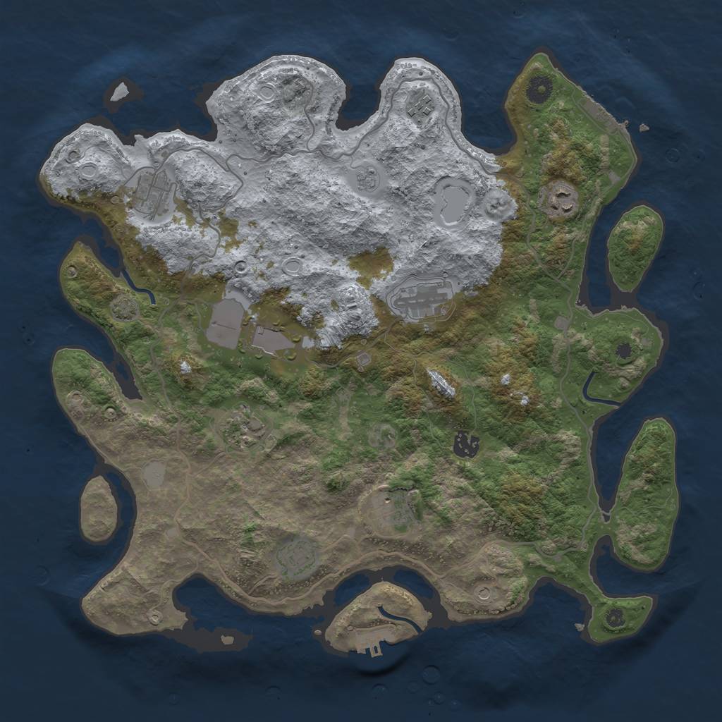Rust Map: Procedural Map, Size: 4000, Seed: 866682469, 17 Monuments