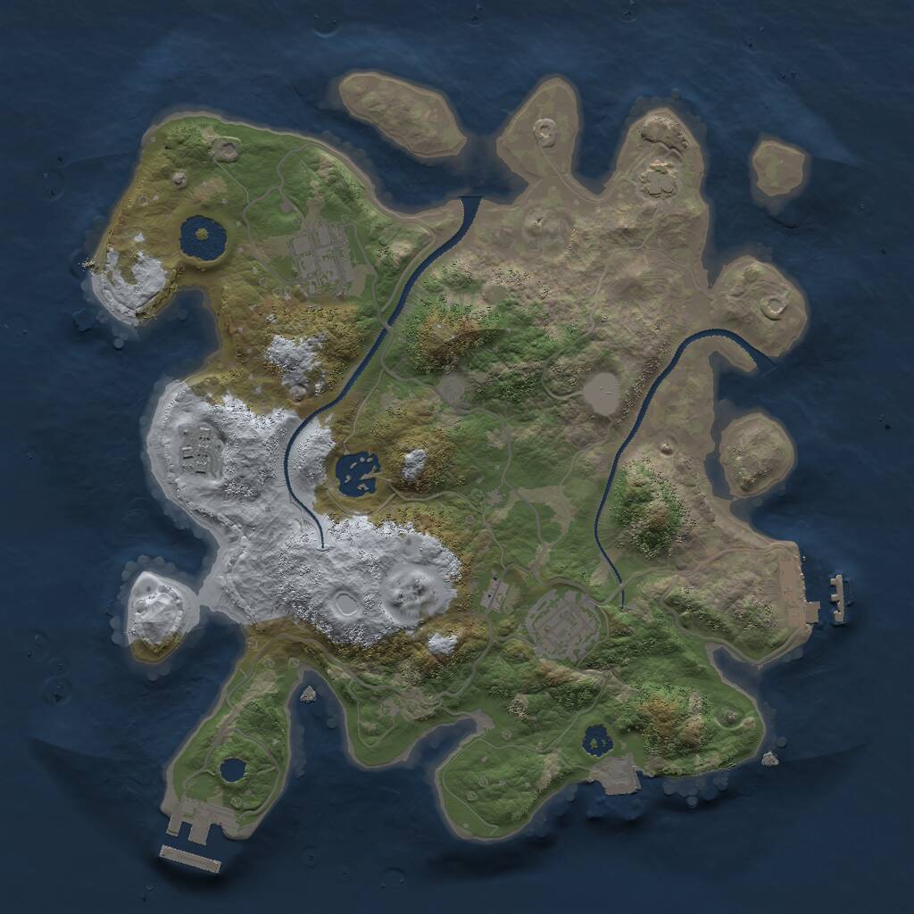 Rust Map: Procedural Map, Size: 3000, Seed: 24627, 8 Monuments
