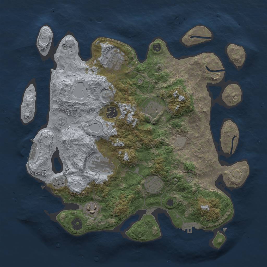 Rust Map: Procedural Map, Size: 3450, Seed: 94282386, 15 Monuments