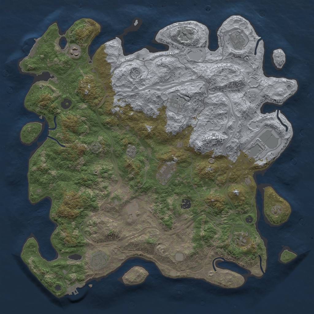 Rust Map: Procedural Map, Size: 4500, Seed: 177620234, 18 Monuments