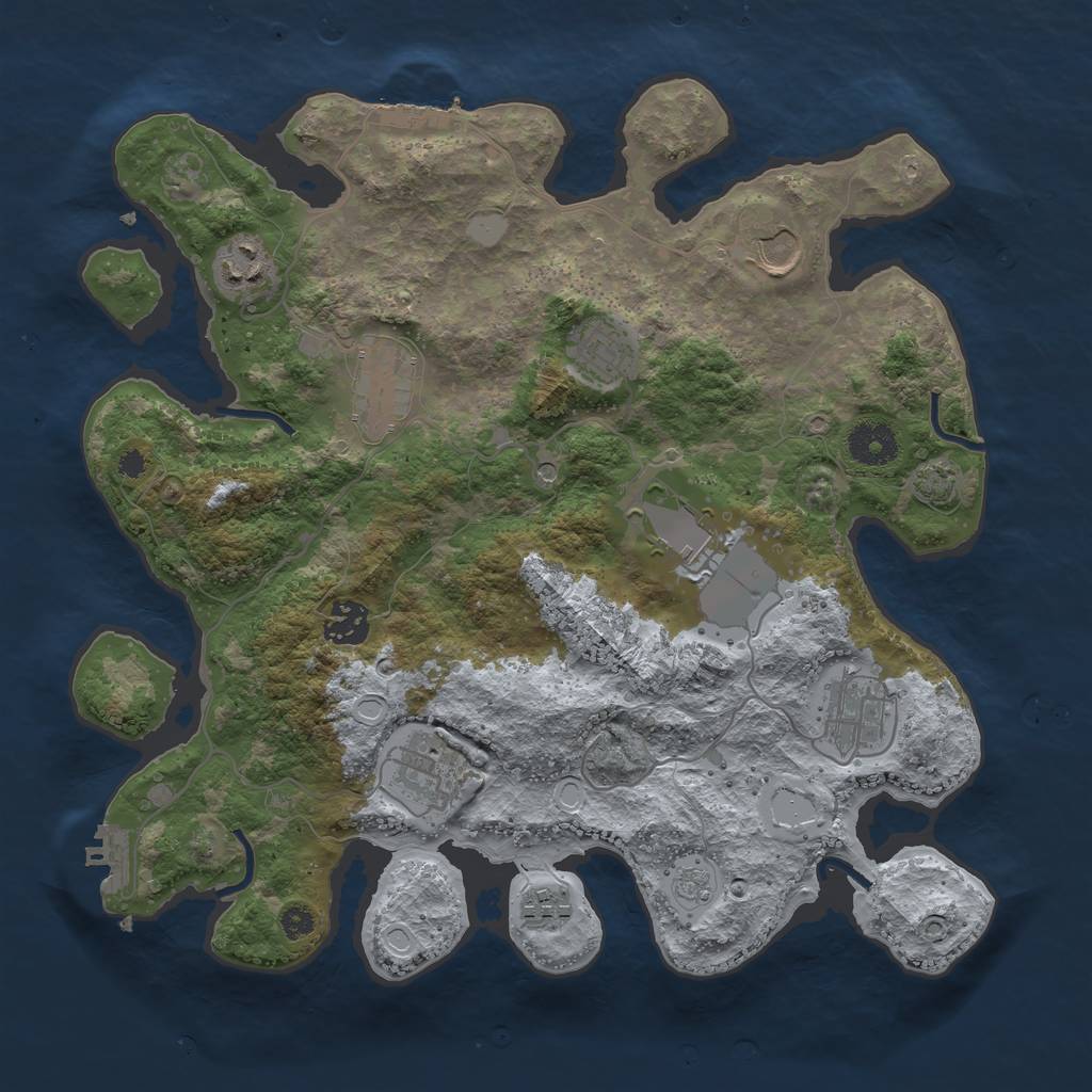 Rust Map: Procedural Map, Size: 3500, Seed: 456821, 17 Monuments