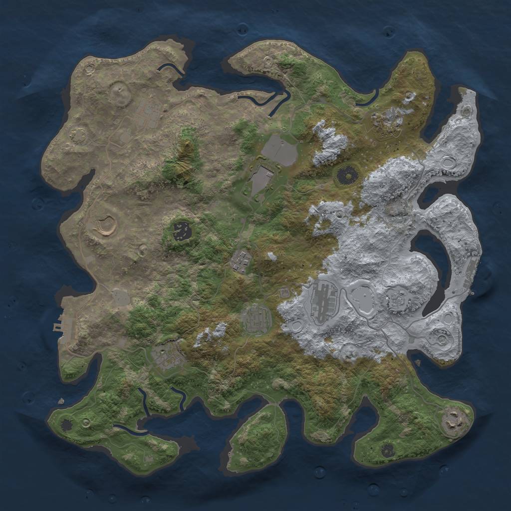 Rust Map: Procedural Map, Size: 3900, Seed: 18190278, 18 Monuments