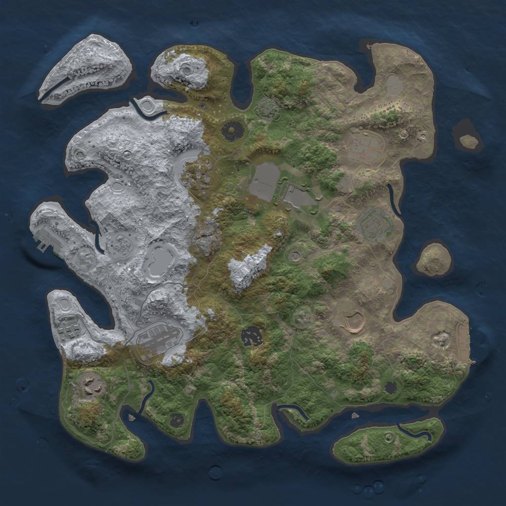 Rust Map: Procedural Map, Size: 3600, Seed: 81695314, 17 Monuments
