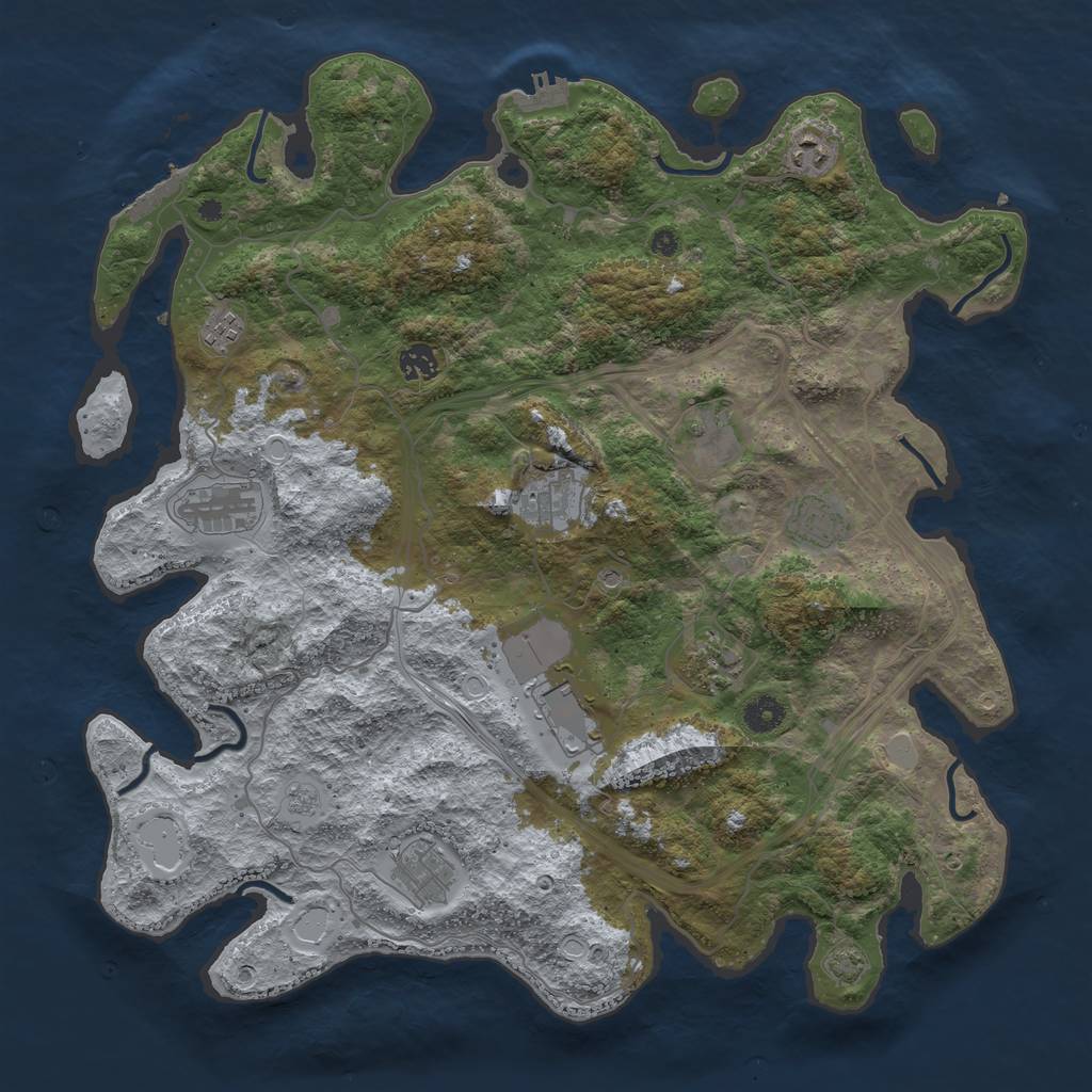 Rust Map: Procedural Map, Size: 4250, Seed: 83673343, 18 Monuments