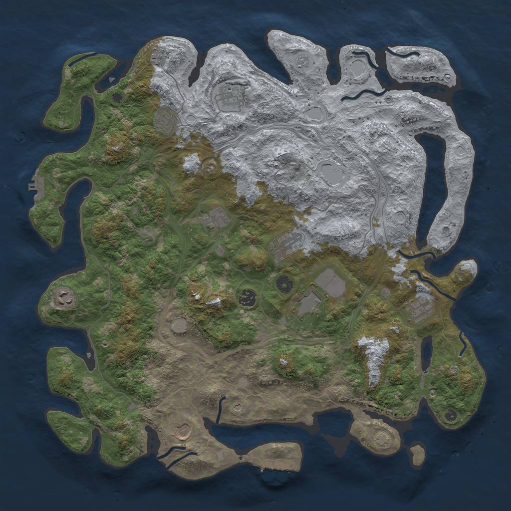 Rust Map: Procedural Map, Size: 4500, Seed: 1444901416, 18 Monuments