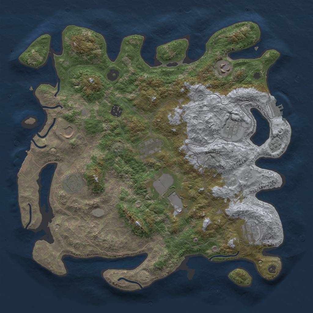 Rust Map: Procedural Map, Size: 4000, Seed: 118013416, 17 Monuments