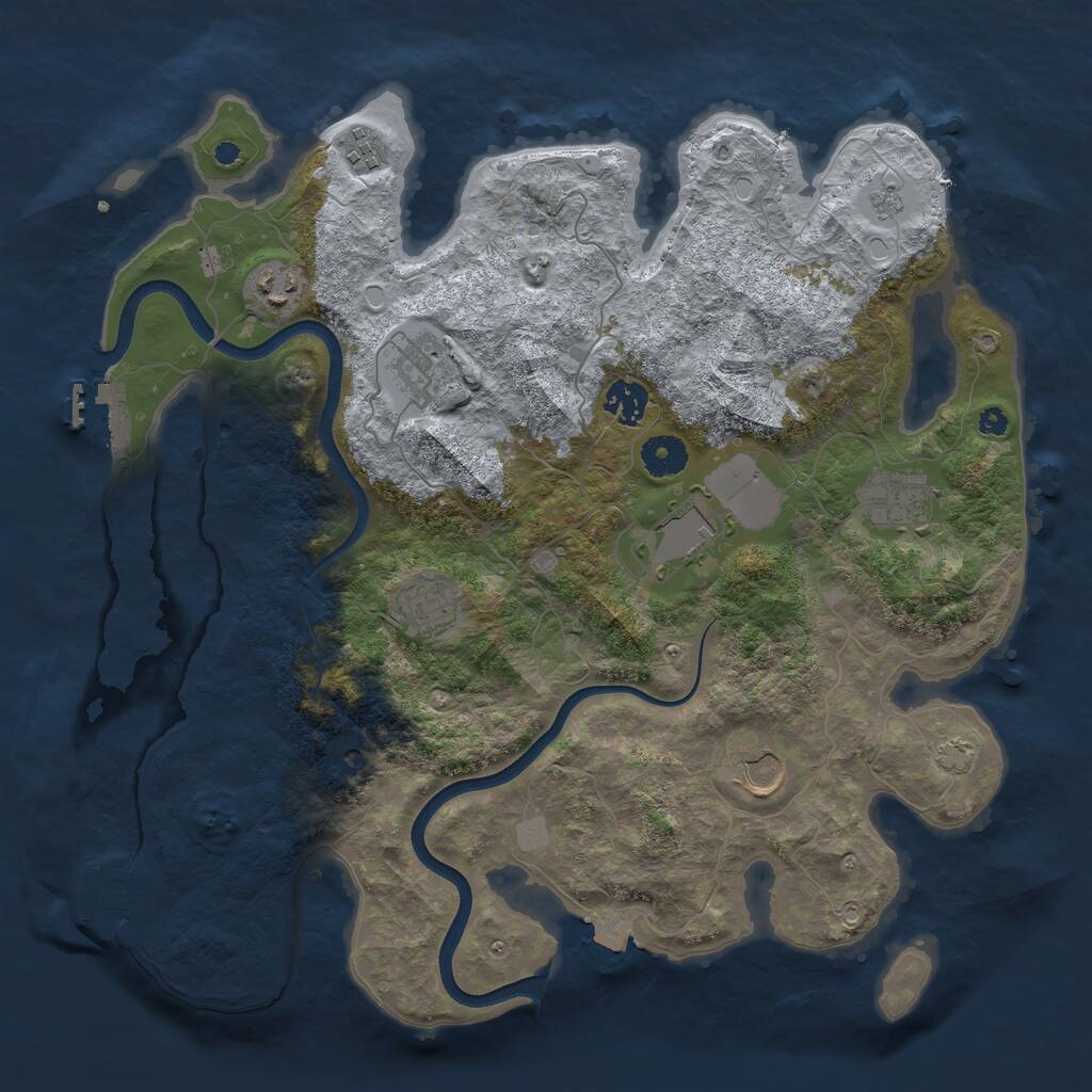 Rust Map: Procedural Map, Size: 3750, Seed: 33278067, 14 Monuments