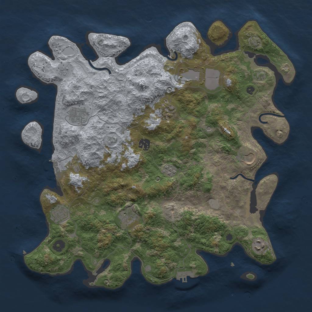 Rust Map: Procedural Map, Size: 3950, Seed: 3304856, 17 Monuments