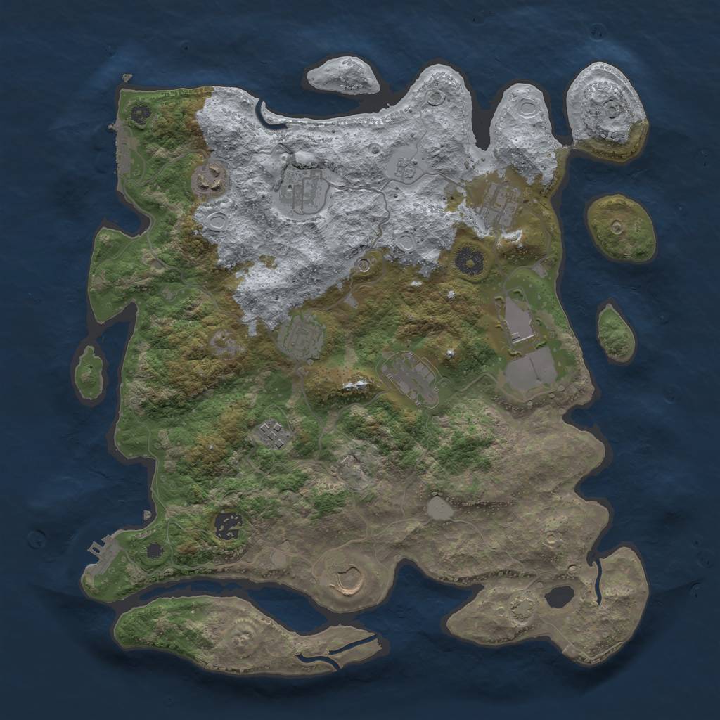 Rust Map: Procedural Map, Size: 3750, Seed: 591459841, 17 Monuments