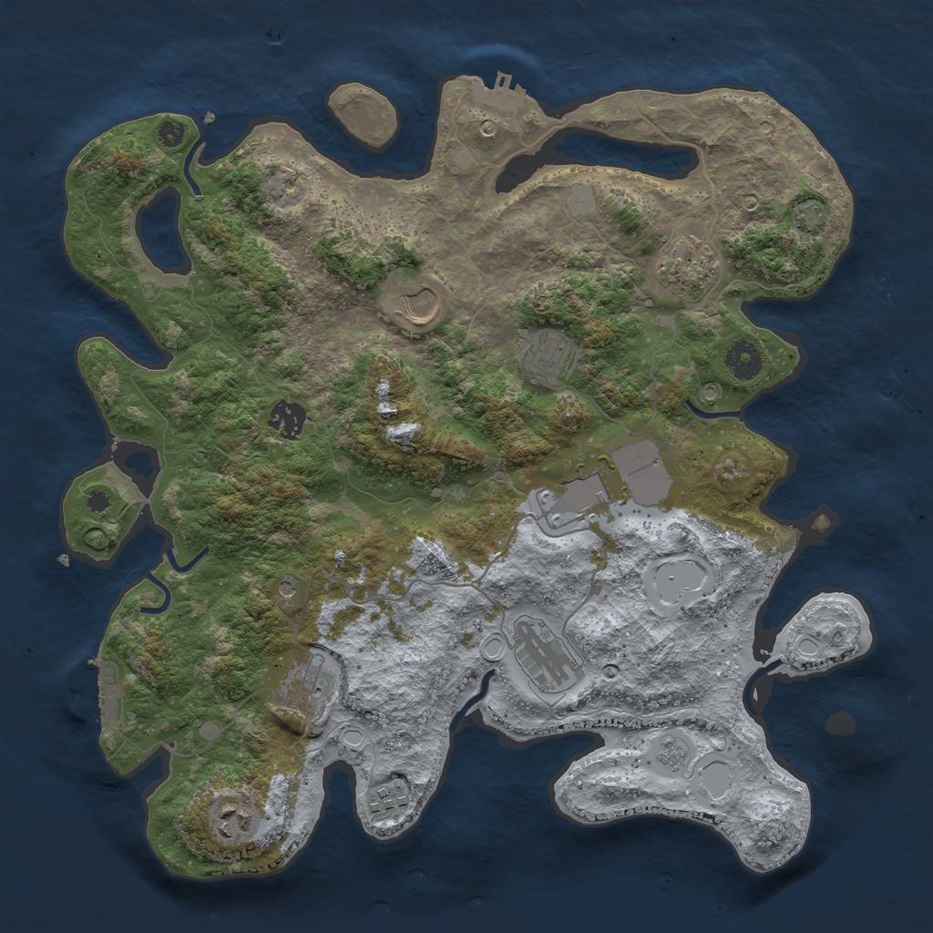 Rust Map: Procedural Map, Size: 3750, Seed: 623846069, 17 Monuments