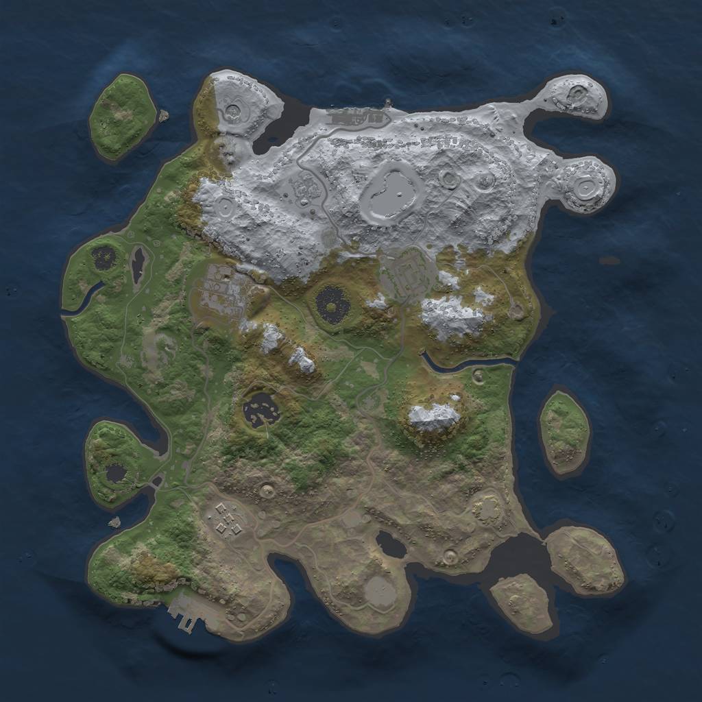 Rust Map: Procedural Map, Size: 3000, Seed: 5076, 12 Monuments