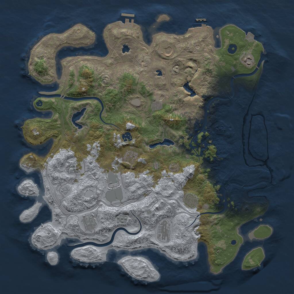 Rust Map: Procedural Map, Size: 4545, Seed: 3000, 17 Monuments