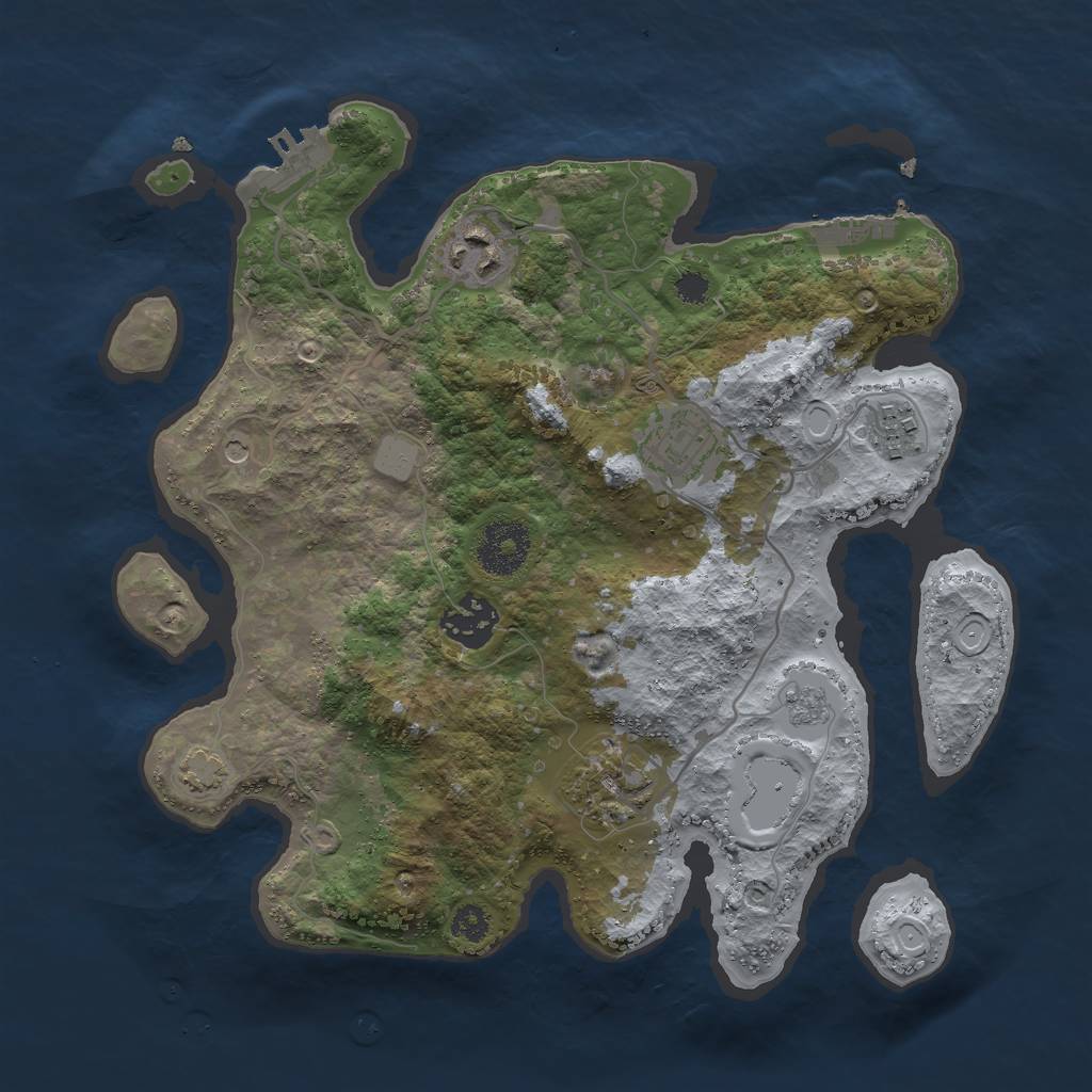 Rust Map: Procedural Map, Size: 3000, Seed: 326195487, 13 Monuments