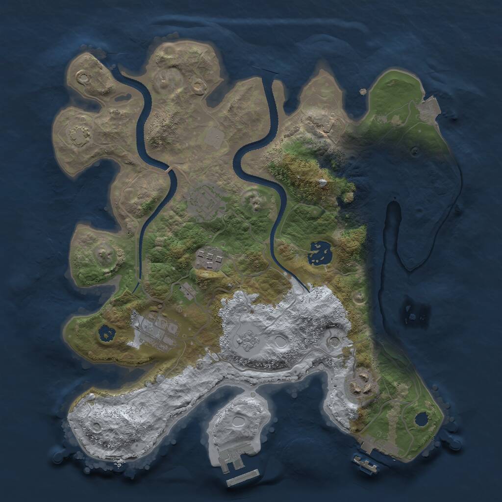 Rust Map: Procedural Map, Size: 3000, Seed: 4596, 11 Monuments