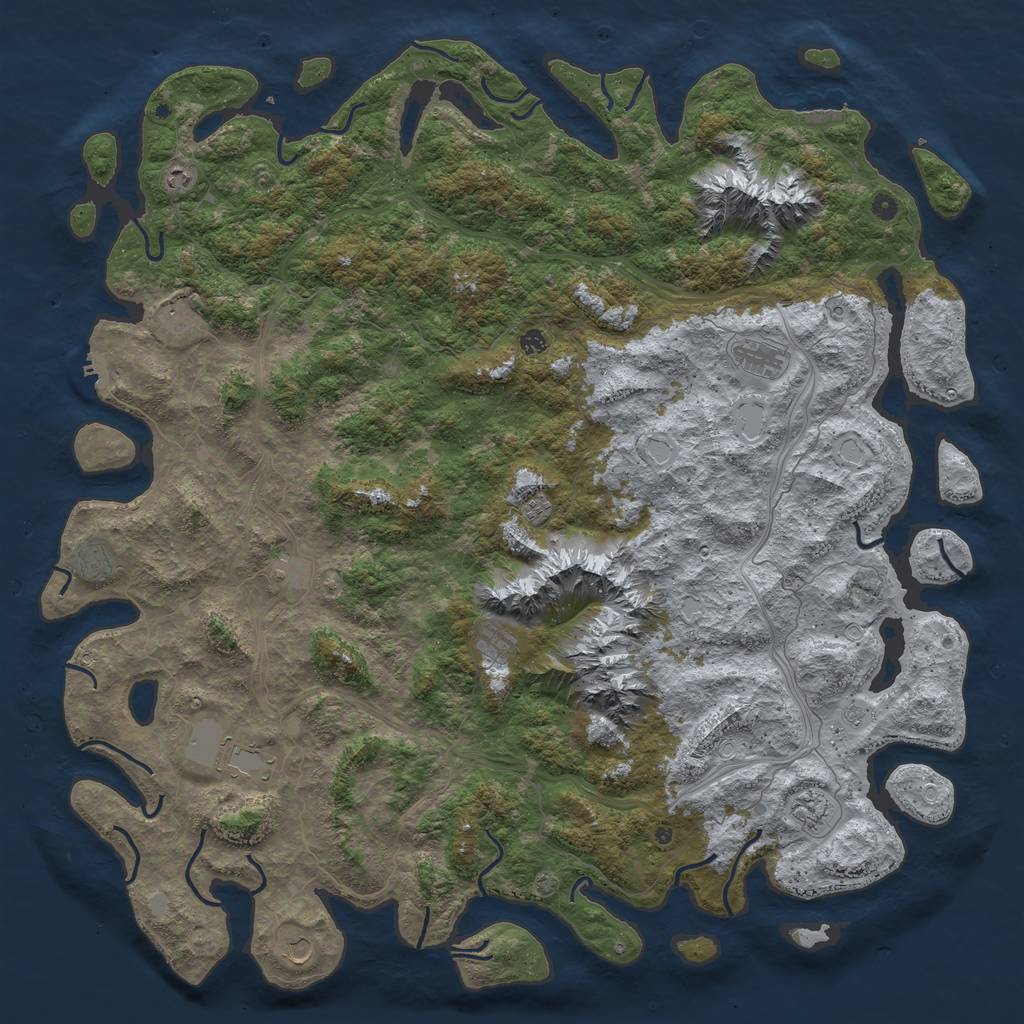 Rust Map: Procedural Map, Size: 6000, Seed: 104363210, 19 Monuments
