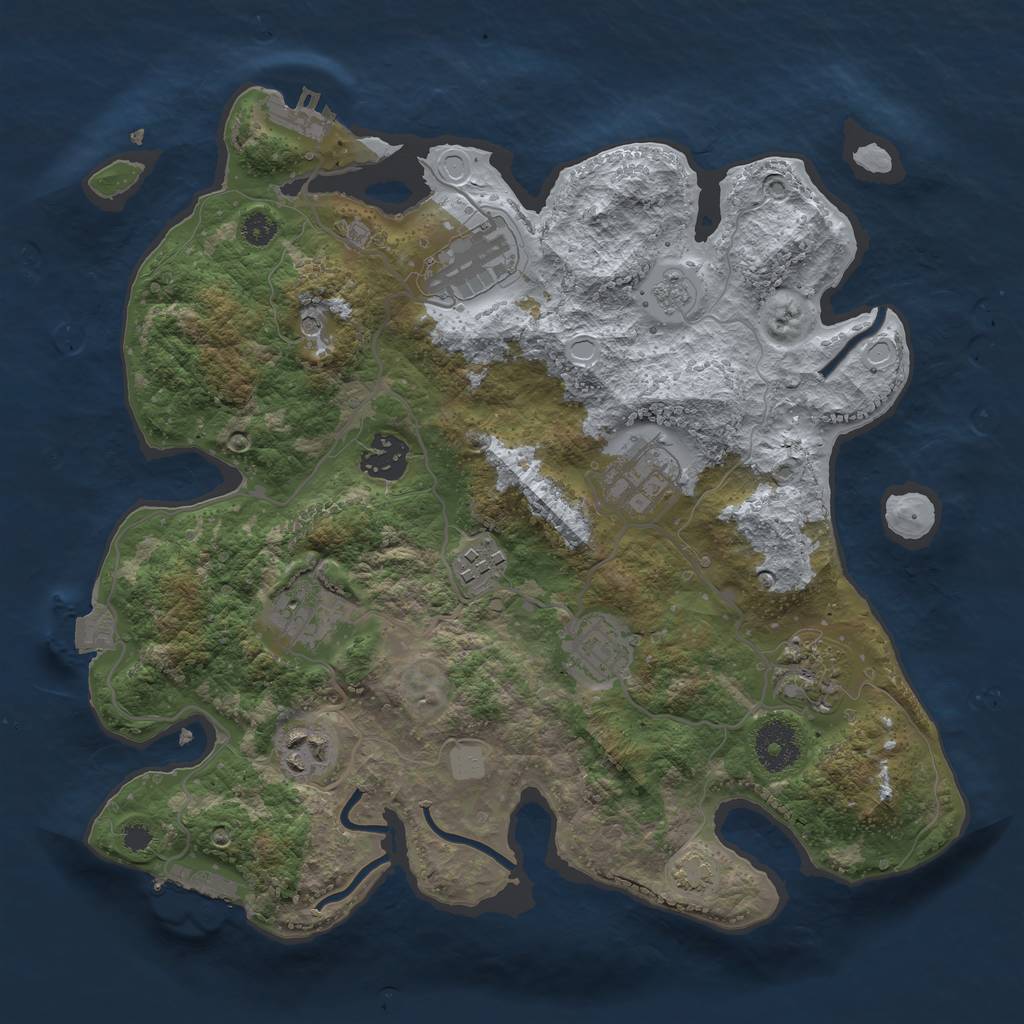 Rust Map: Procedural Map, Size: 3250, Seed: 2037959365, 16 Monuments