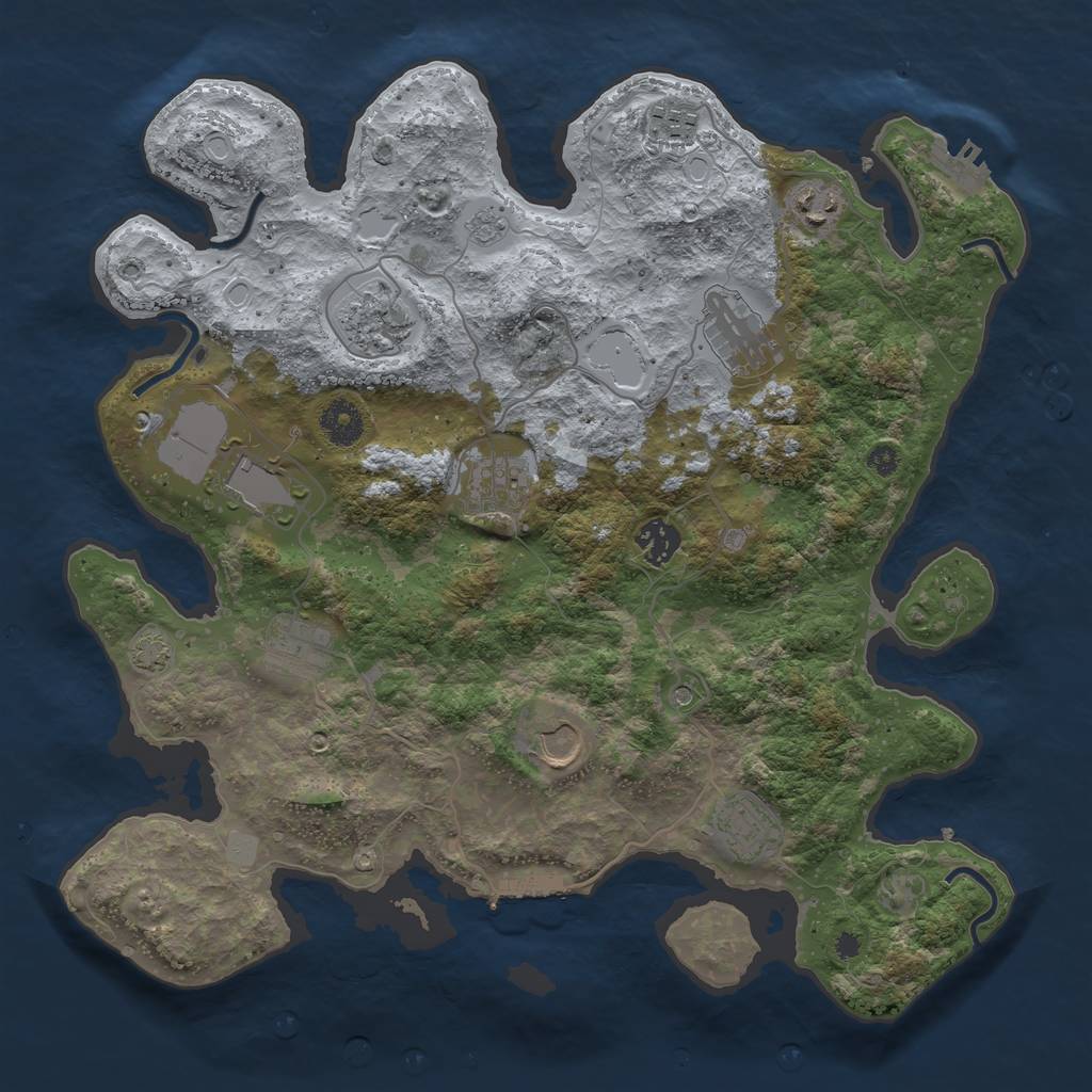 Rust Map: Procedural Map, Size: 3700, Seed: 484044336, 18 Monuments