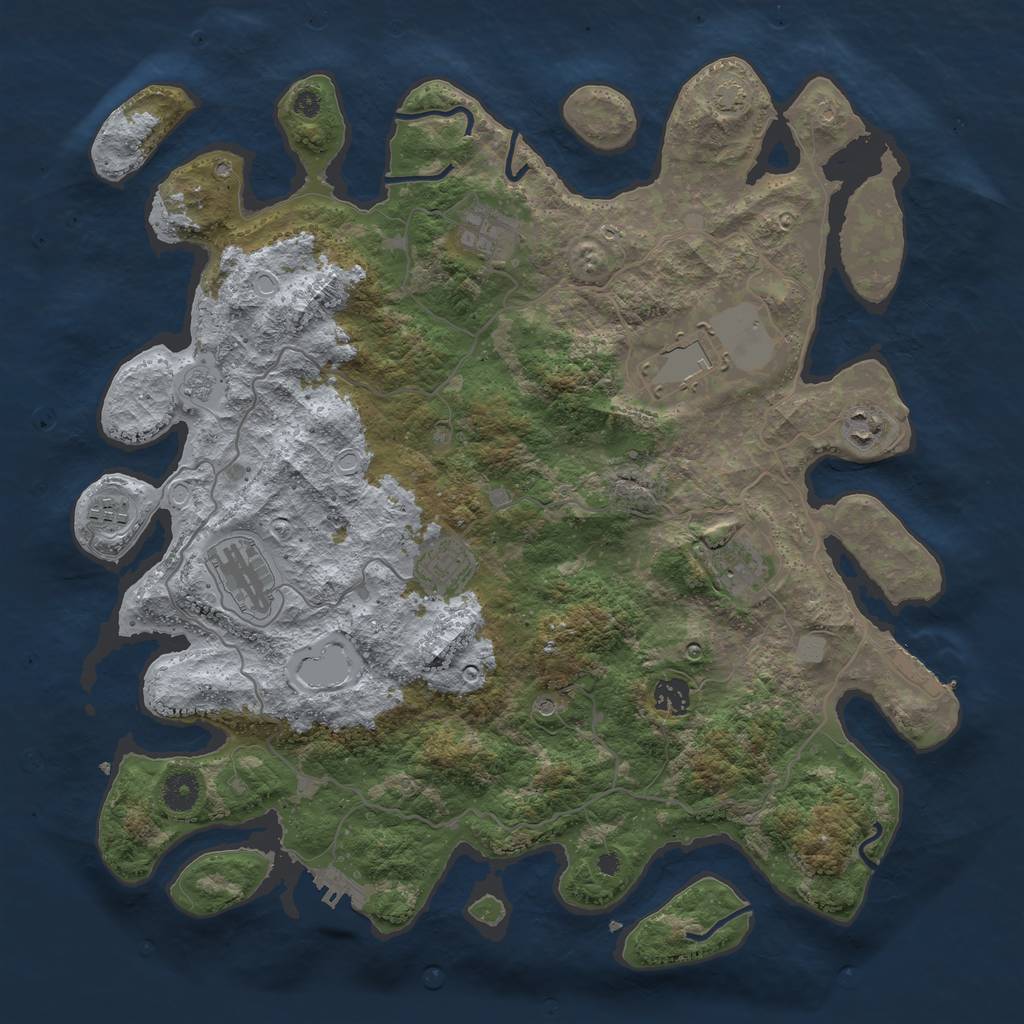 Rust Map: Procedural Map, Size: 4050, Seed: 428513552, 16 Monuments