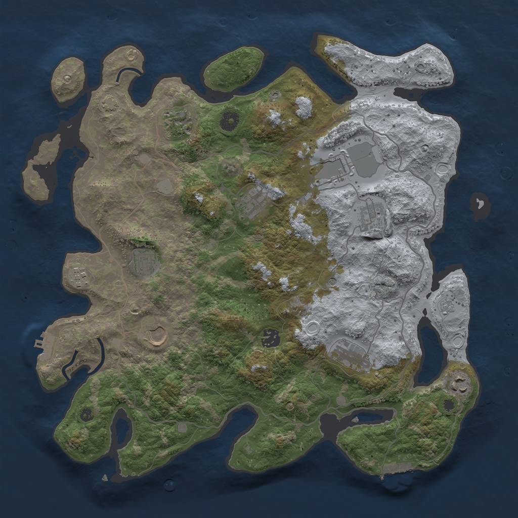 Rust Map: Procedural Map, Size: 4000, Seed: 86138377, 18 Monuments