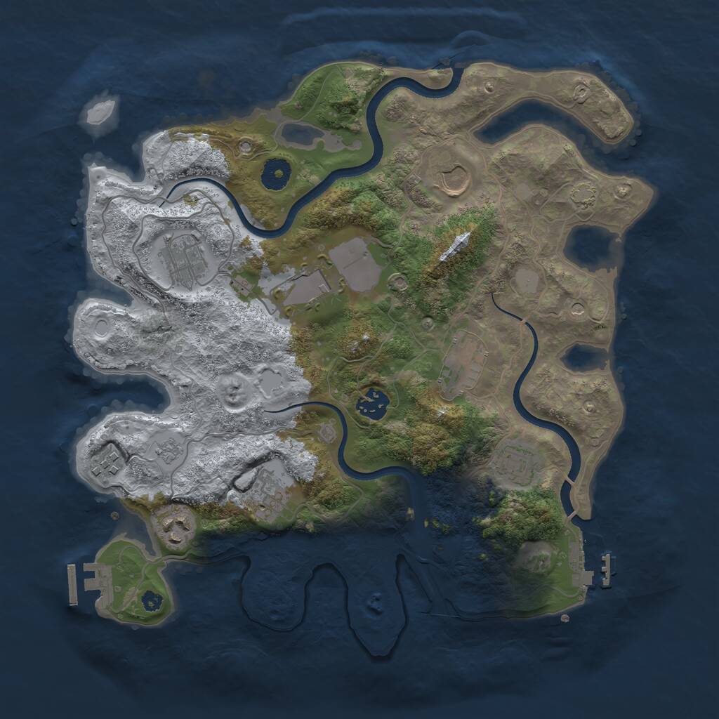 Rust Map: Procedural Map, Size: 3500, Seed: 3959, 15 Monuments