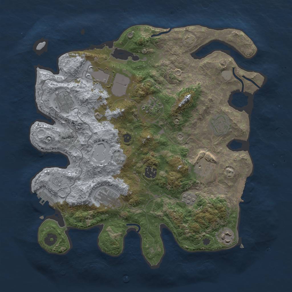 Rust Map: Procedural Map, Size: 3500, Seed: 3959, 17 Monuments