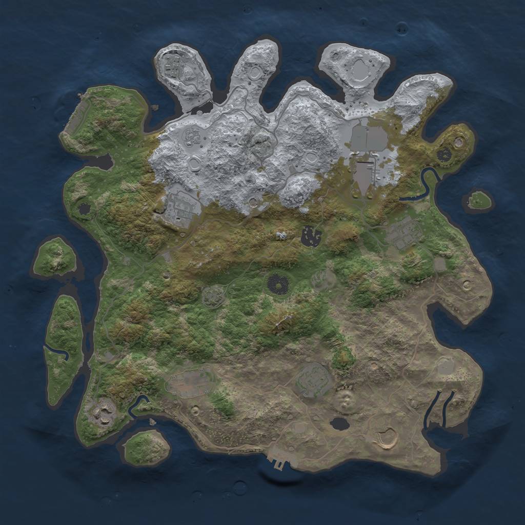 Rust Map: Procedural Map, Size: 3700, Seed: 63118600, 17 Monuments