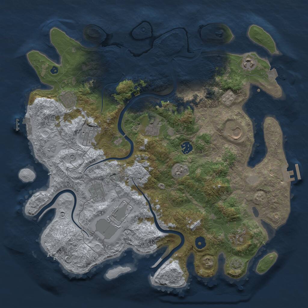 Rust Map: Procedural Map, Size: 3950, Seed: 76094436, 16 Monuments