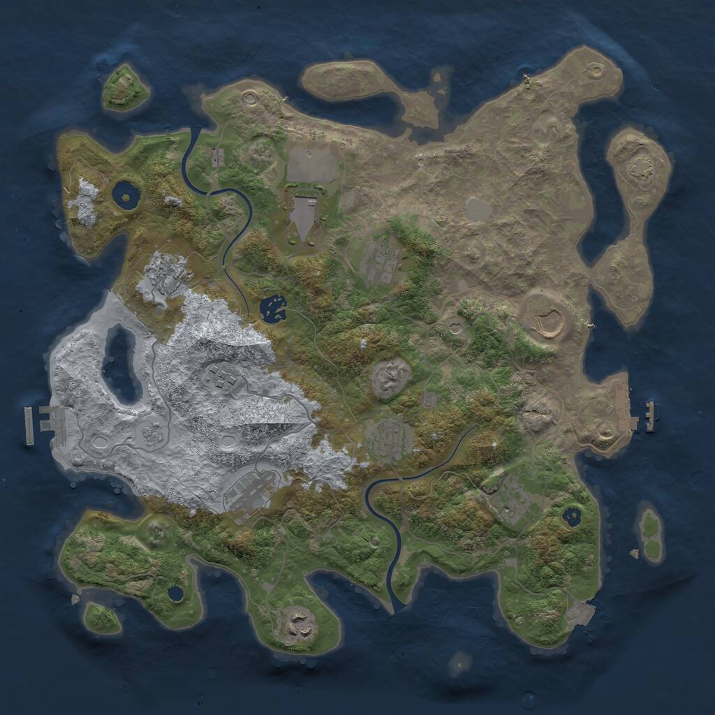 Rust Map: Procedural Map, Size: 3800, Seed: 24163588, 16 Monuments