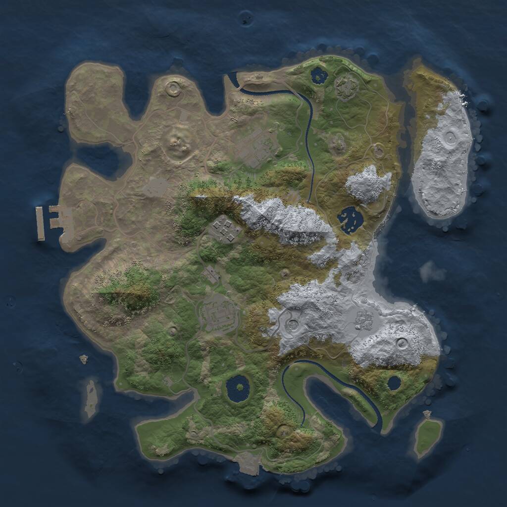 Rust Map: Procedural Map, Size: 3000, Seed: 1894289032, 9 Monuments