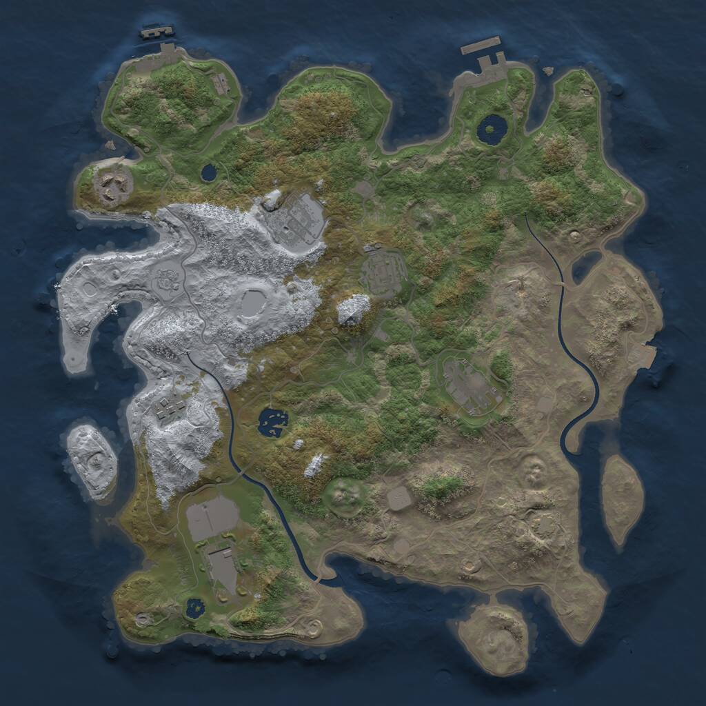 Rust Map: Procedural Map, Size: 3550, Seed: 50470358, 12 Monuments