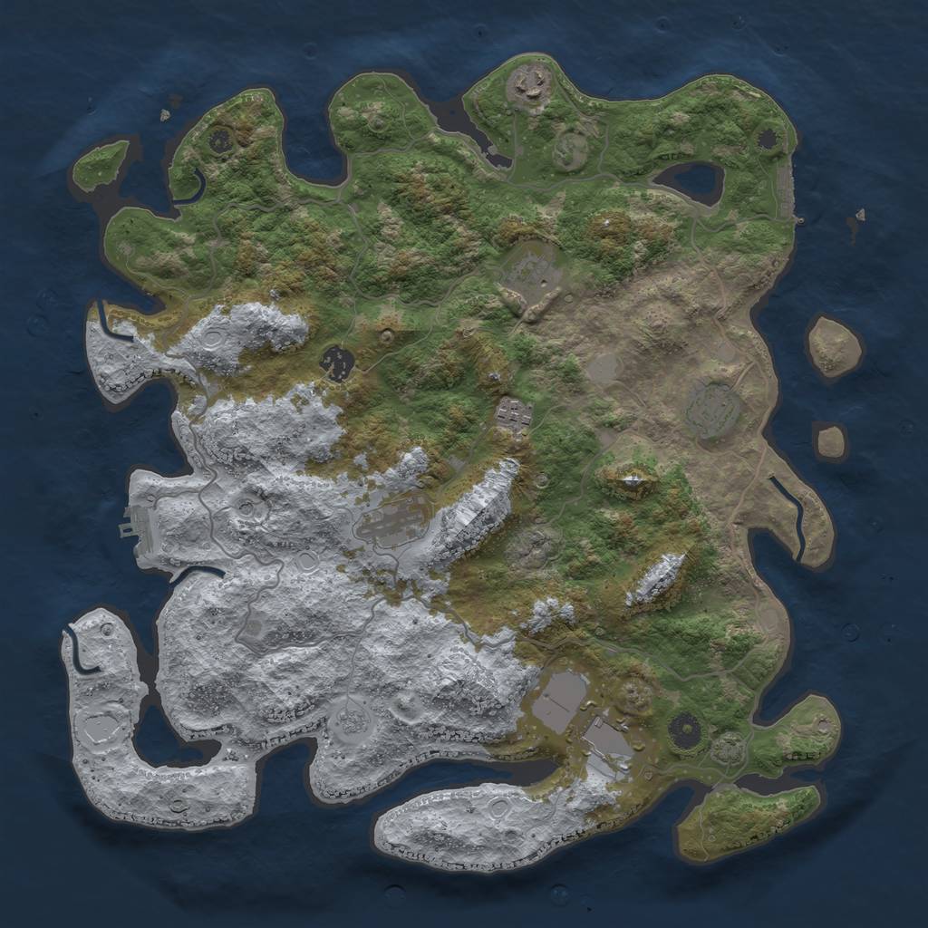Rust Map: Procedural Map, Size: 4100, Seed: 70829186, 15 Monuments