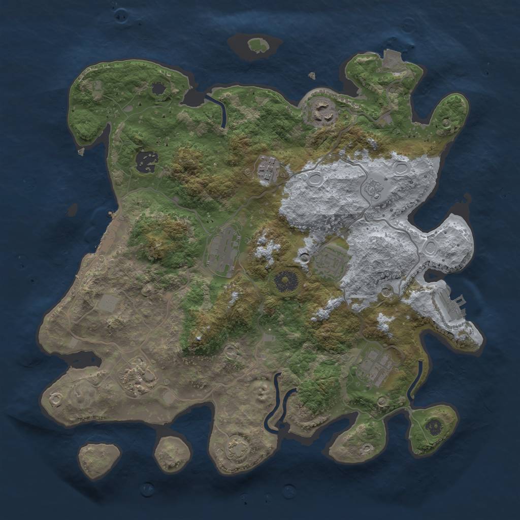 Rust Map: Procedural Map, Size: 3400, Seed: 54333994, 15 Monuments