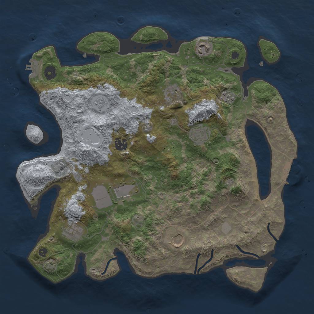 Rust Map: Procedural Map, Size: 3600, Seed: 38711335, 16 Monuments