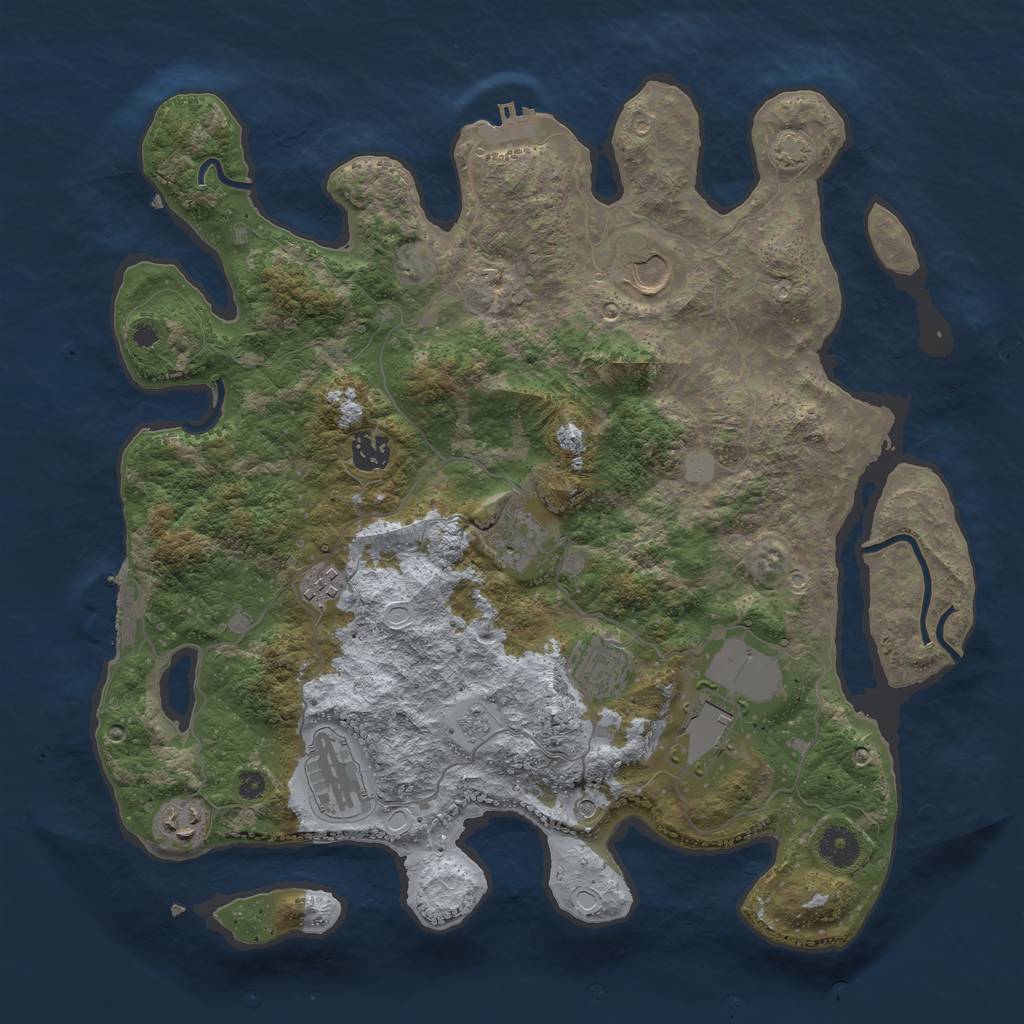 Rust Map: Procedural Map, Size: 3800, Seed: 92568097, 16 Monuments