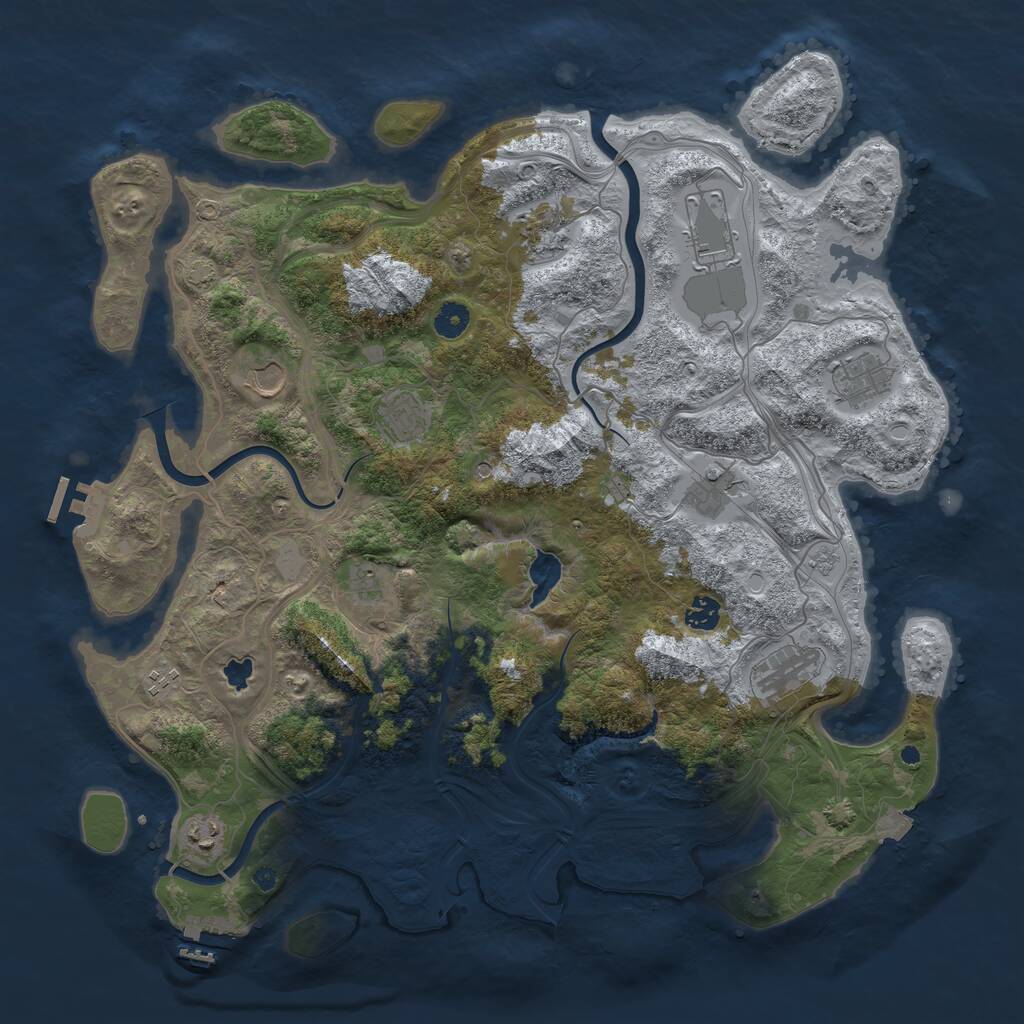 Rust Map: Procedural Map, Size: 4400, Seed: 53149592, 17 Monuments