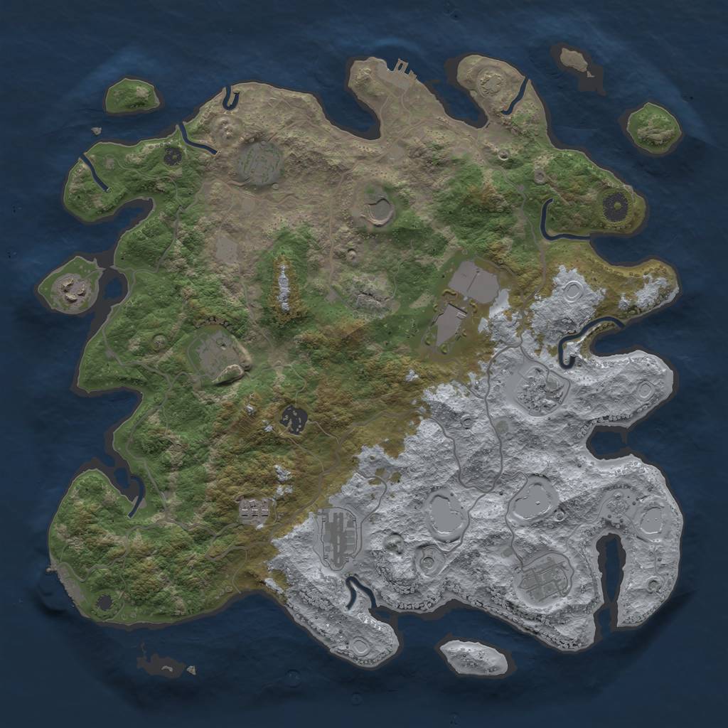 Rust Map: Procedural Map, Size: 4000, Seed: 32812638, 18 Monuments