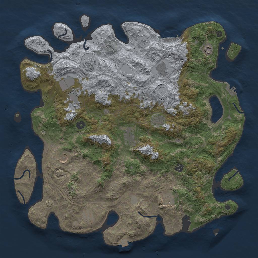 Rust Map: Procedural Map, Size: 4400, Seed: 24485972, 19 Monuments