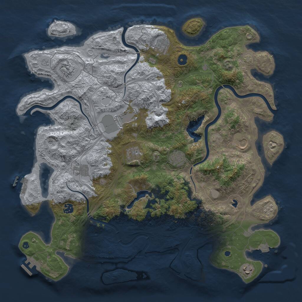 Rust Map: Procedural Map, Size: 4400, Seed: 83799751, 16 Monuments