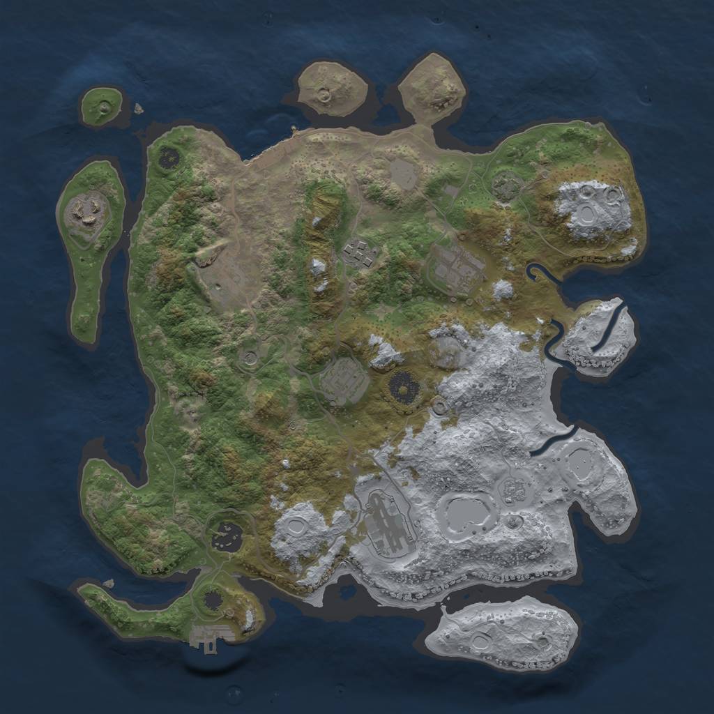 Rust Map: Procedural Map, Size: 3450, Seed: 75726186, 15 Monuments