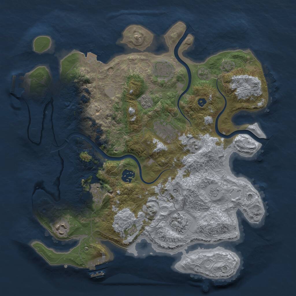 Rust Map: Procedural Map, Size: 3450, Seed: 75726186, 13 Monuments