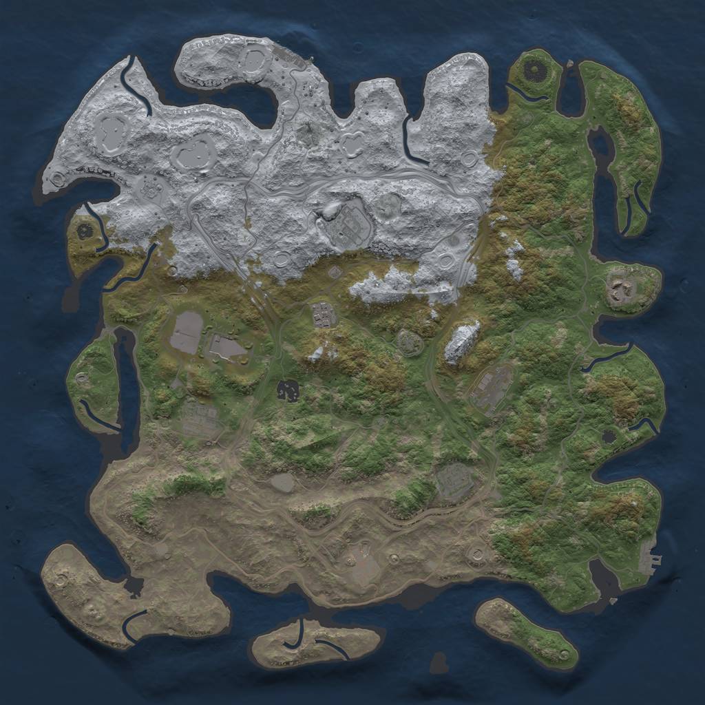 Rust Map: Procedural Map, Size: 4500, Seed: 948653194, 17 Monuments